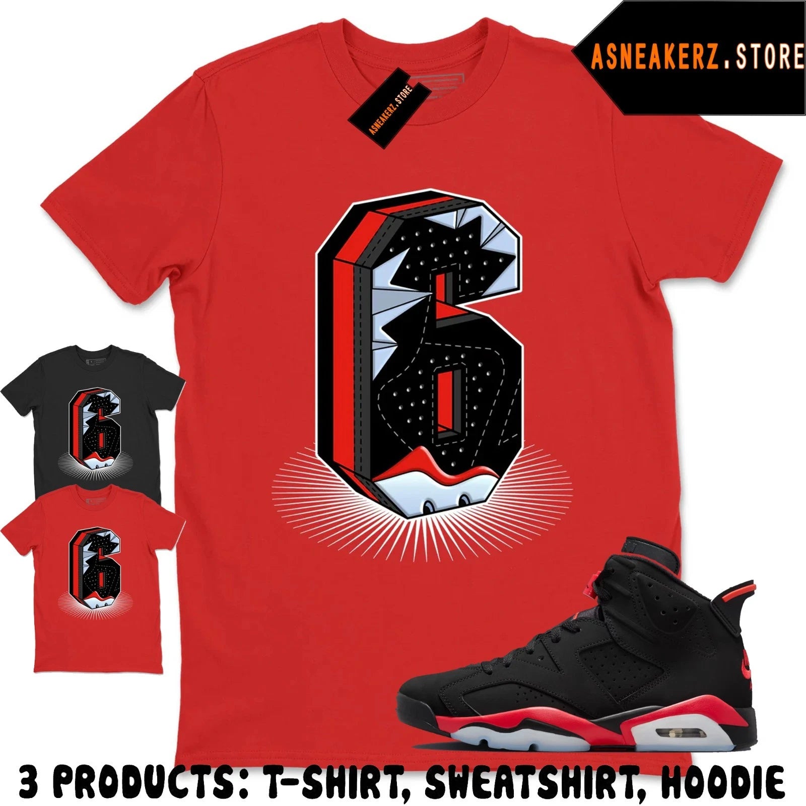 Shirt Match AJ 6 Infrared Salesman 2026 Sneaker Matching Number Statue T-Shirt