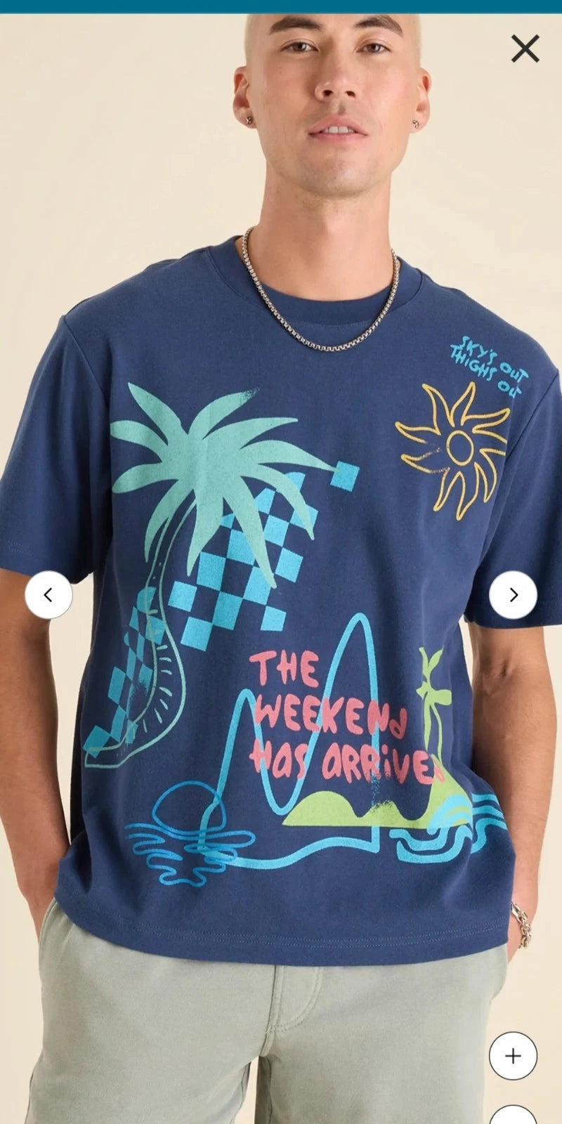 Chubbies The Sketch Oversized Tshirt - Tropical - Sky's Out - New With Tags