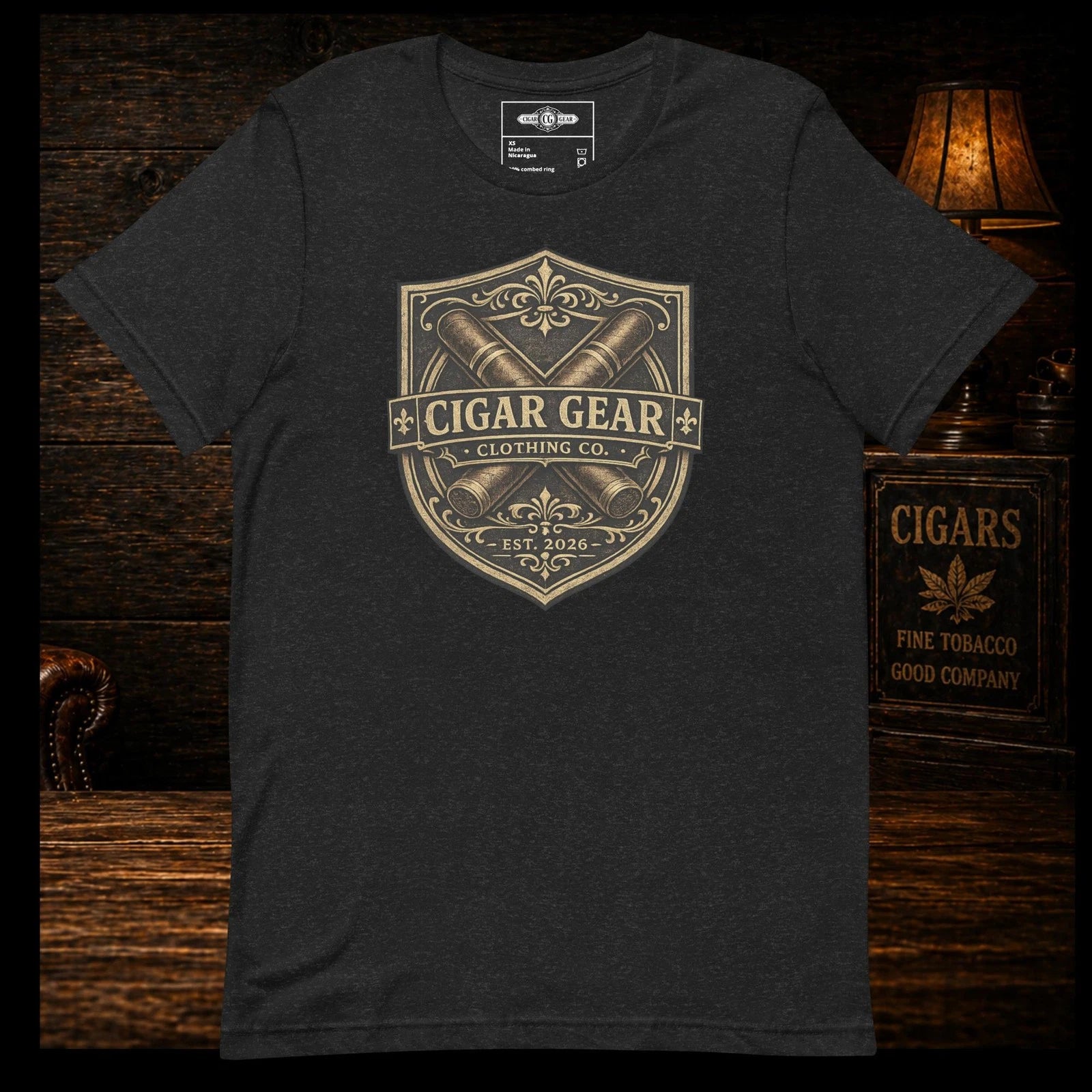 Cigar Gear Shield Logo T-Shirt | Vintage Premium Graphic Tee
