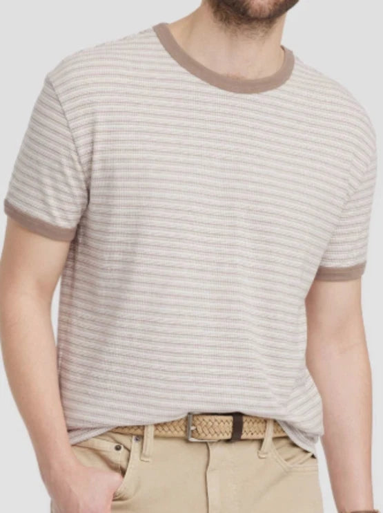 NEW Goodfellow & Co. Men's Brown Striped Short Sleeve T-Shirt Size Large