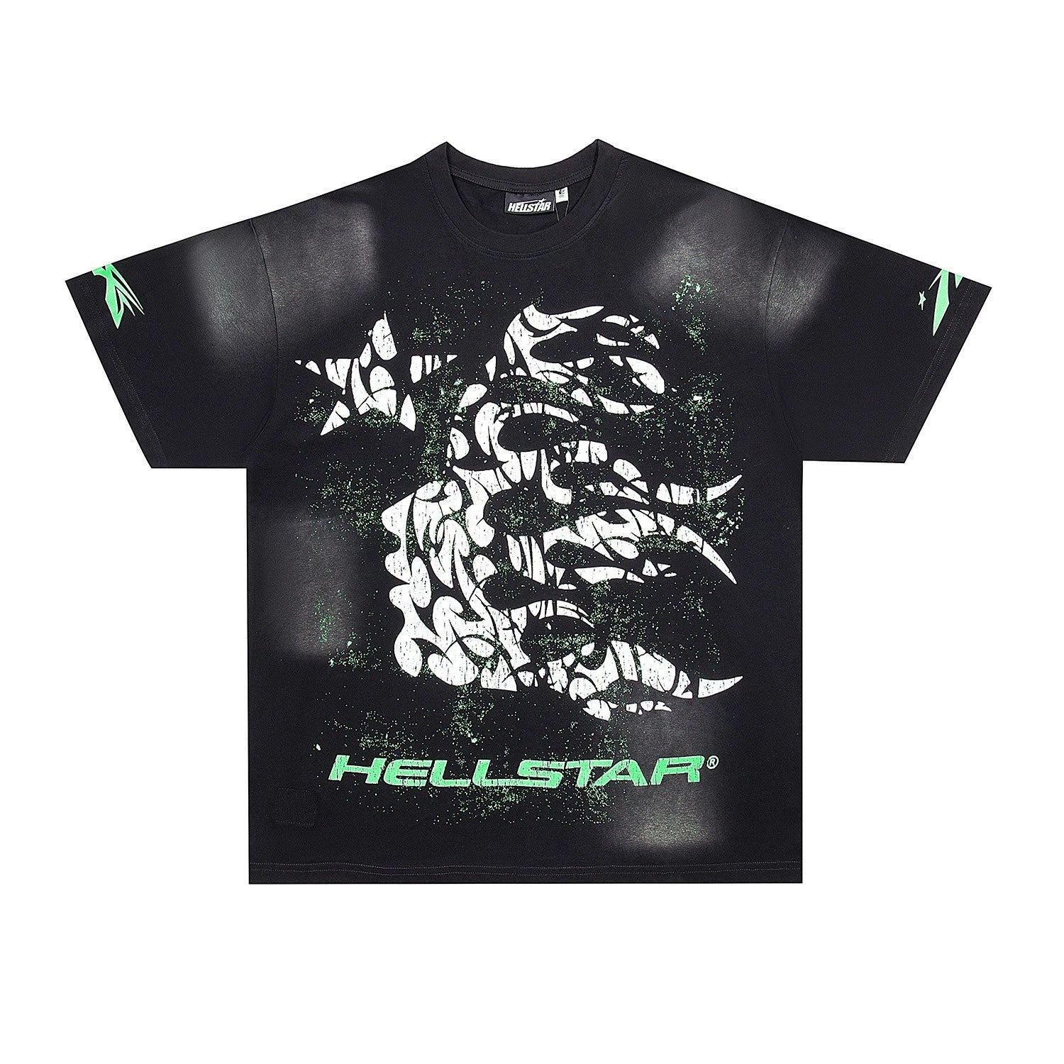 Black Skull Star Graphic Tee Men Unisex Washed Oversized Streetwear Short Sleeve