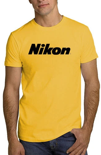NIKON Camera T Shirt Photography Logo Yellow Gold Tee DSLR *ALL SIZES*