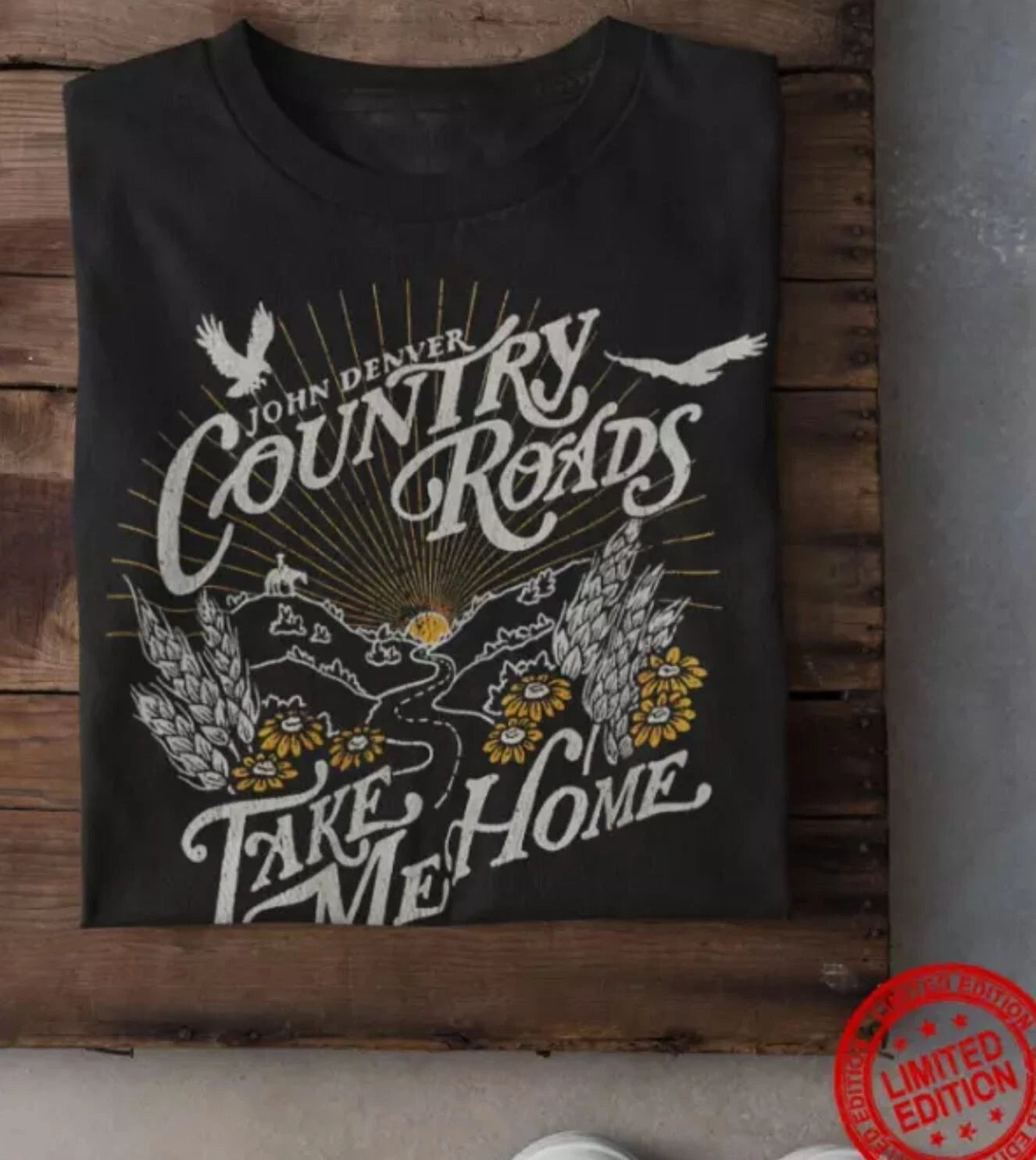 Country Roads Take Me Home John Denver Country Music Concert Retro Gifts T-shirt