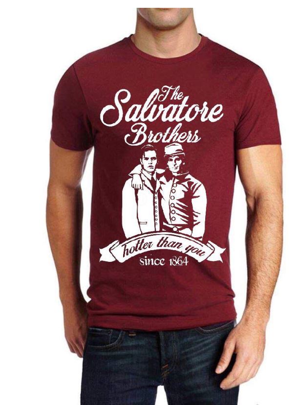 Vampire Diaries Salvatore Brothers Maroon T-Shirt Hoodie, Sweatshirt | CoreVibeTees.com