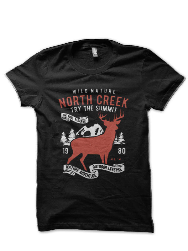 North Creek Deer Nature Black T-Shirt Hoodie, Sweatshirt | CoreVibeTees.com
