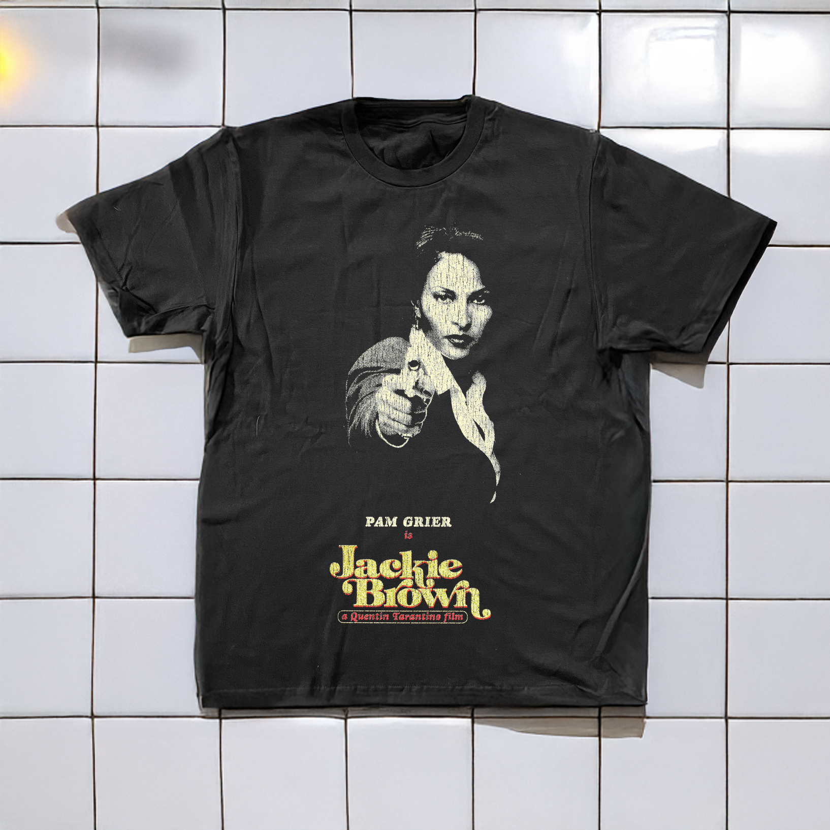 90'S JACKIE BROWN WASHED BLACK T-SHIRT Hoodie, Sweatshirt | CoreVibeTees.com (Image 1)