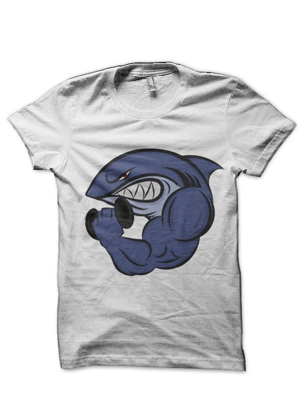 Muscular Shark White T-Shirt Hoodie, Sweatshirt | CoreVibeTees.com