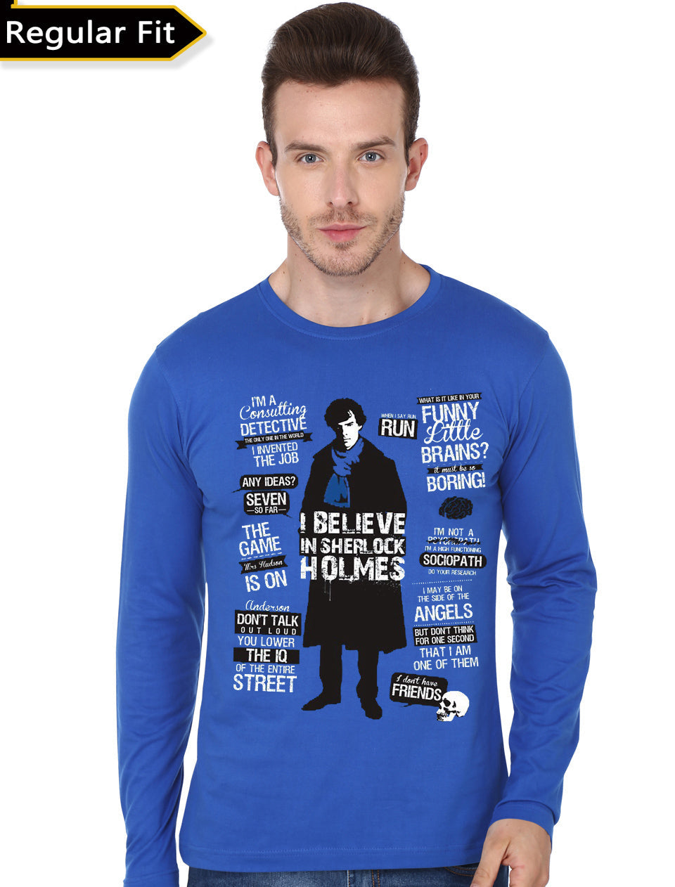 Sherlock Holmes Blue Full Sleeve T-Shirt Hoodie, Sweatshirt | CoreVibeTees.com