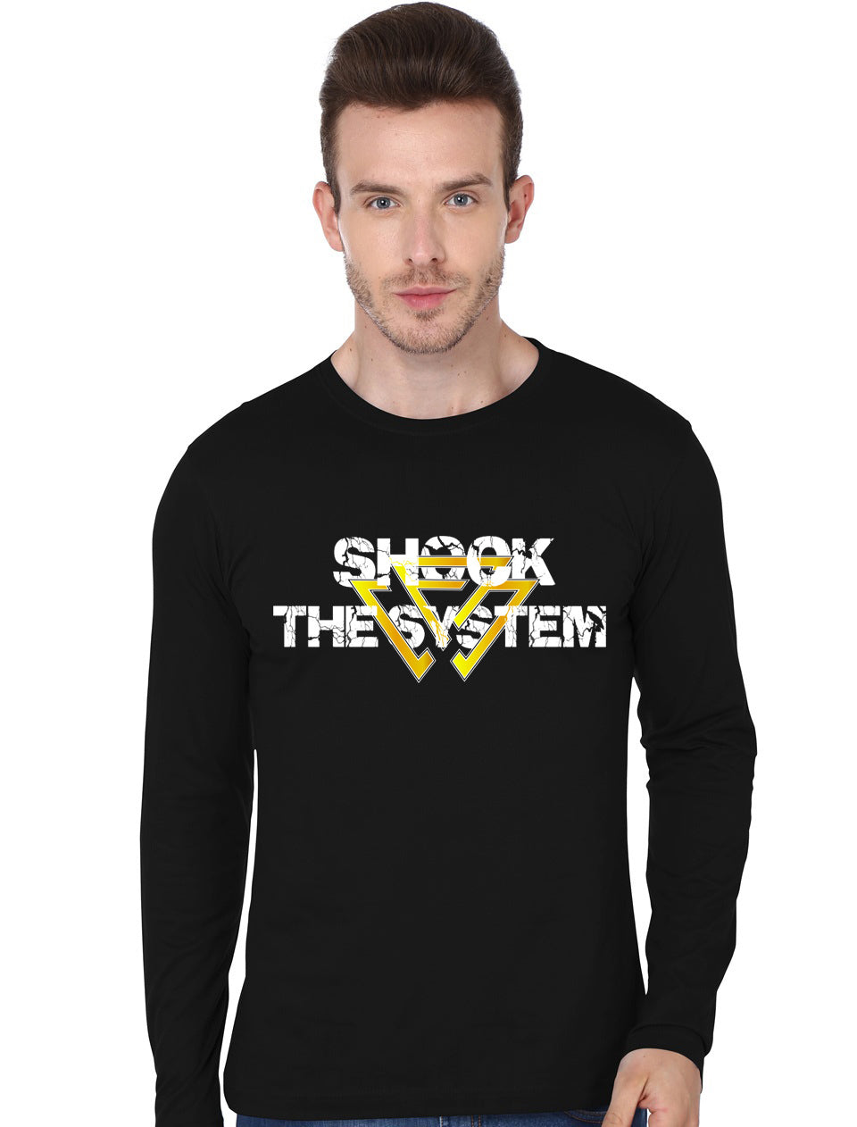 Shock The System  Black Full Sleeve T-Shirt Hoodie, Sweatshirt | CoreVibeTees.com
