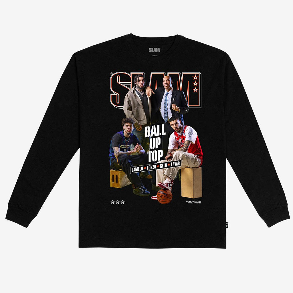 SLAM Cover L/S Tee - LaMelo, Lonzo, LiAngelo, LaVar (SLAM 255) Hoodie, Sweatshirt | CoreVibeTees.com (Image 1)