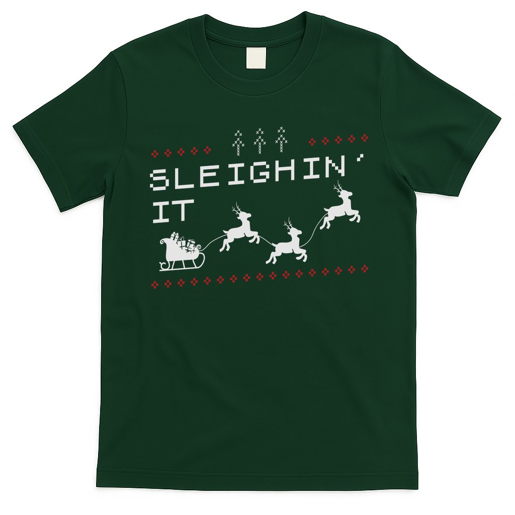 Sleighin It Ugly Christmas T-Shirt Hoodie, Sweatshirt | CoreVibeTees.com