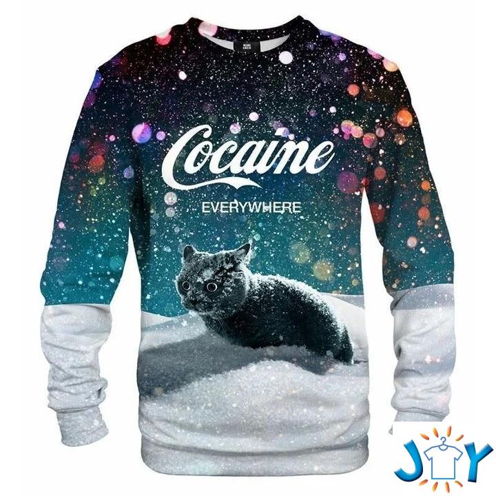 Snow Cat Cocaine Everywhere Hoodie, Sweatshirt & Ugly Sweater