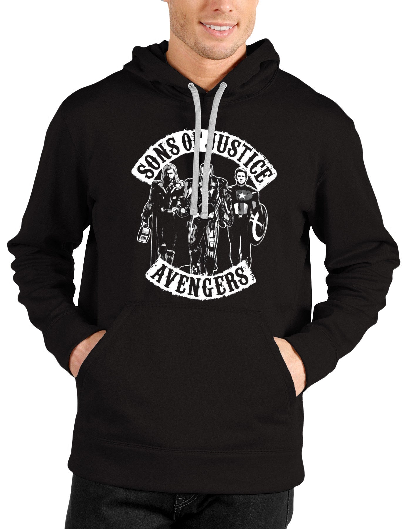 Sons Of Justice Avengers Black Hoodie T-Shirts, Sweatshirt | CoreVibeTees.com