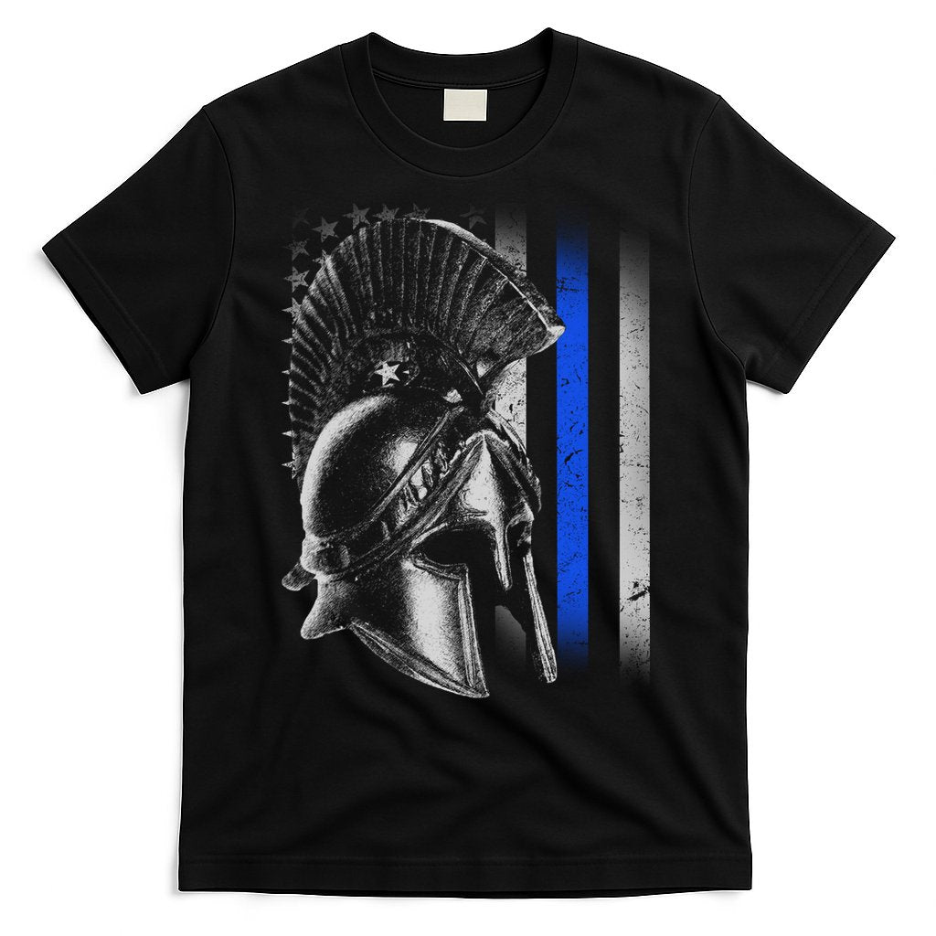 Spartan Police Blue Thin Line Flag T-Shirt Hoodie, Sweatshirt | CoreVibeTees.com