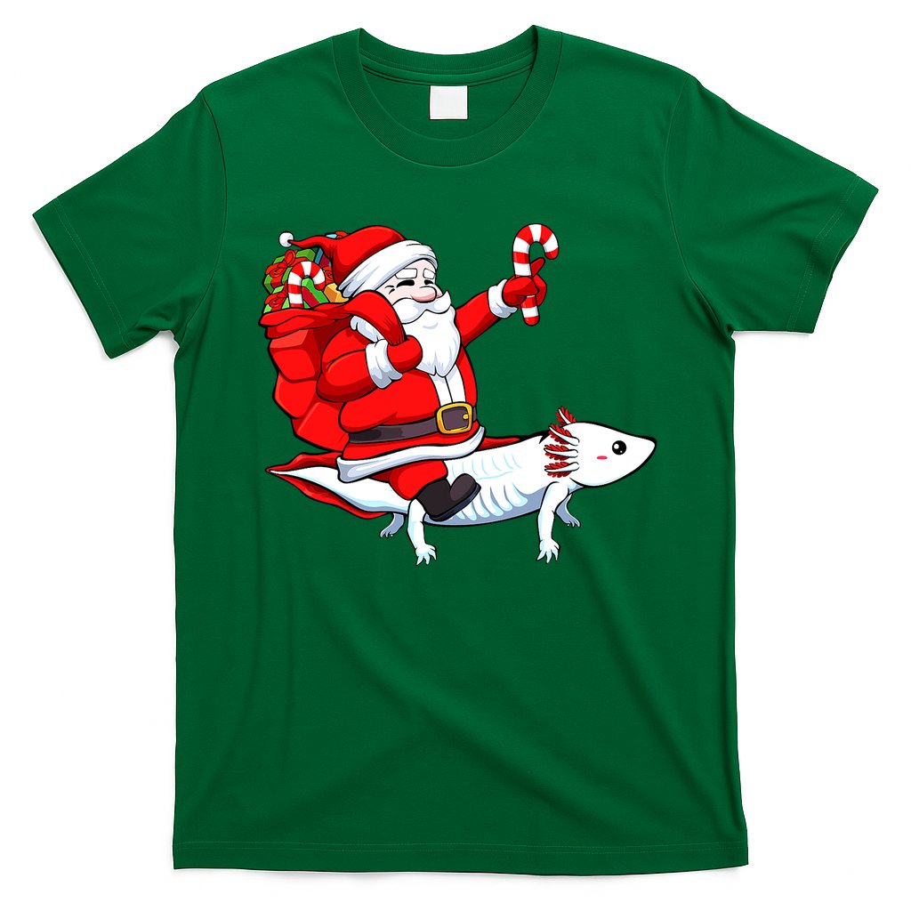 Santa Riding Axolotl Christmas Pajama Gifts Boys T-Shirt Hoodie, Sweatshirt | CoreVibeTees.com