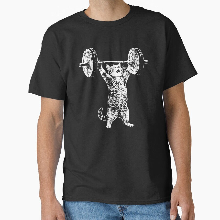 Vintage Retro Weight Lifting Gym Cat Deadlift Funny by Sossima Art