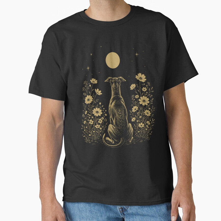 Italian Greyhound Moon Night Flower Minimalist Boho Dog Lover by DoodleTortle