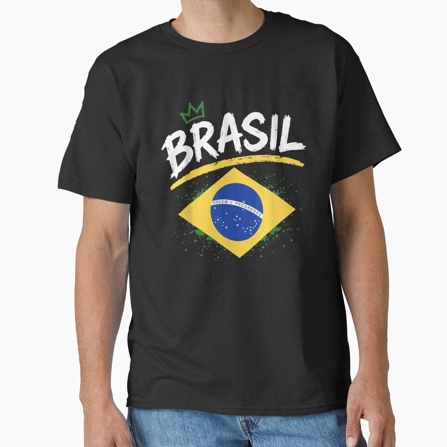 Brasil Flag Diamond Emblem Crown Distressed Paint Splatter Soccer Fan Merch by MassonCalepon