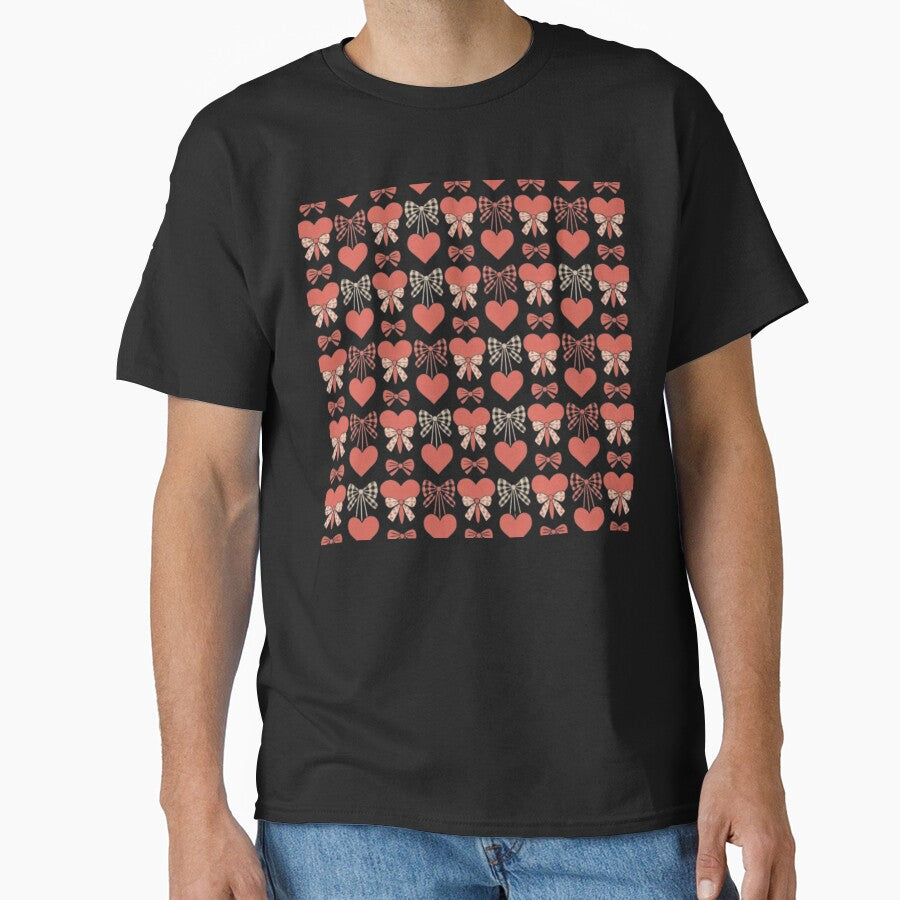 Valentine Coquette Hearts & Bows T-Shirt | Leopard Print Bow Aesthetic Shirt | Girly Valentine Outfit by Youpiworld