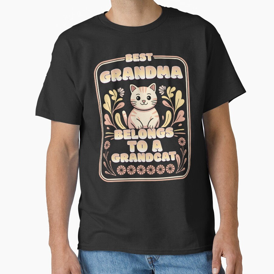 Best Grandma Belongs To A Grandcat Classic T-Shirt Hoodie, Sweatshirt | CoreVibeTees.com