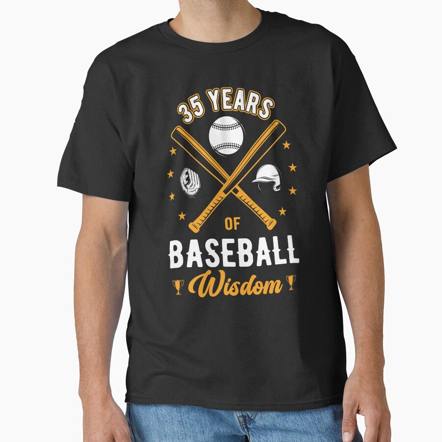 35th Birthday Baseball Player Gift 35 Years Baseball Coach Classic T-Shirt Hoodie, Sweatshirt | CoreVibeTees.com