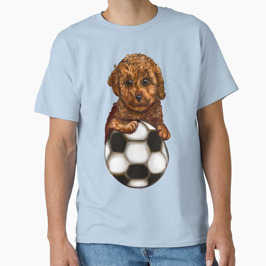 Cavapoo football soccer dog - Soccer playing  Cavapoo  Cavoodle puppy dog holding a football soccer ball  - cavalier king charles spaniel poodle, puppy love by Artonmytee