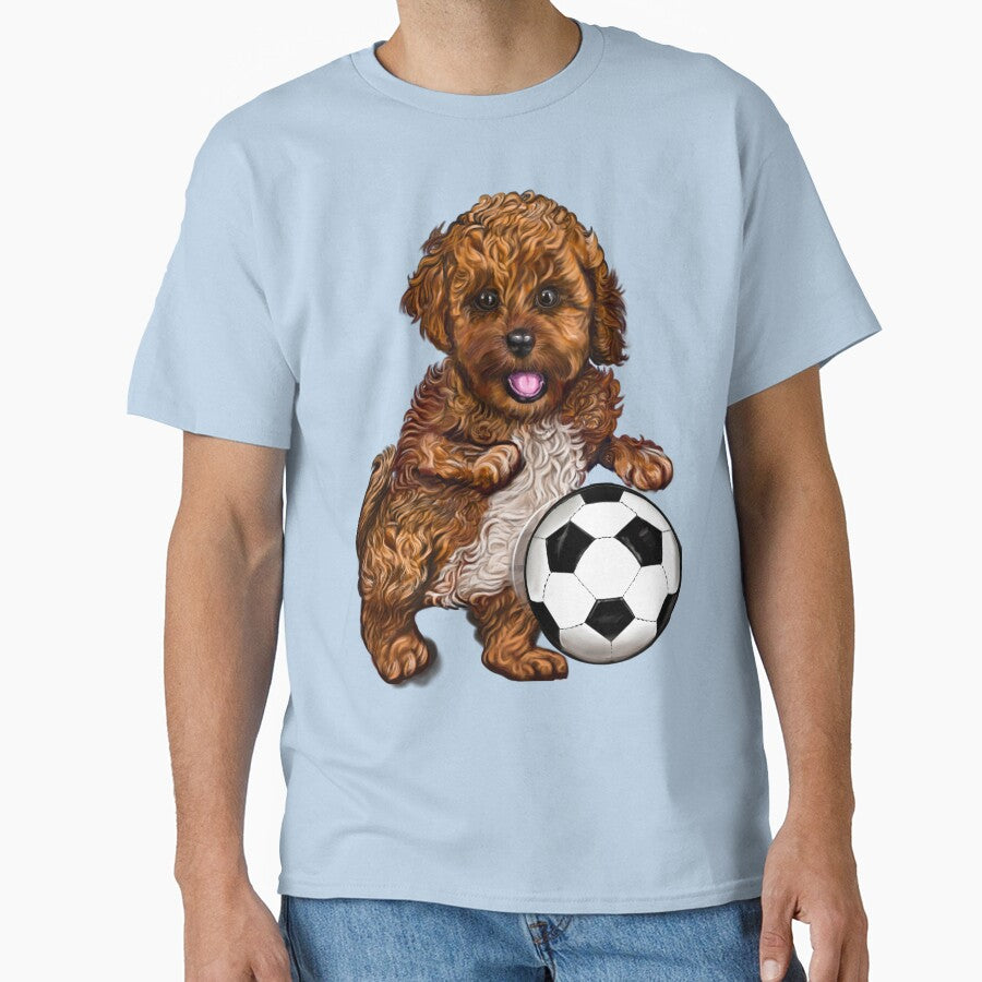 Cavapoo football dog - Soccer playing Cavoodle puppy cavalier king charles spaniel poodle by Artonmytee