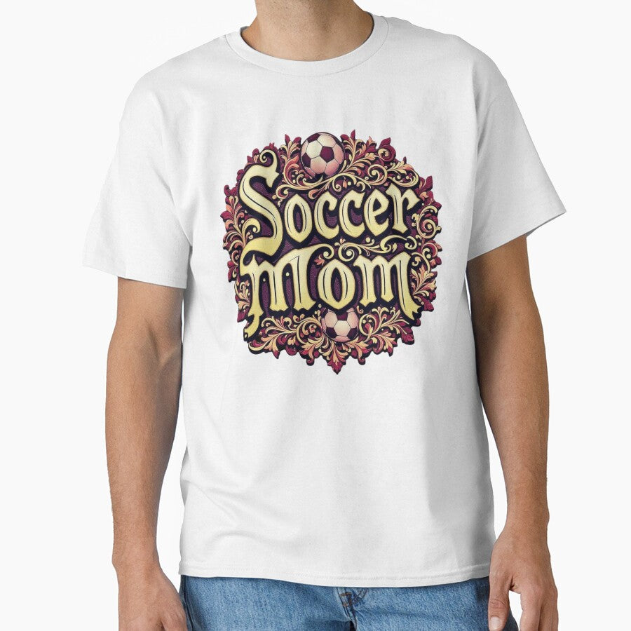 Regal Soccer Mom Emblem | Elegant Maroon Gold Football Art by TheGaliyaStudio