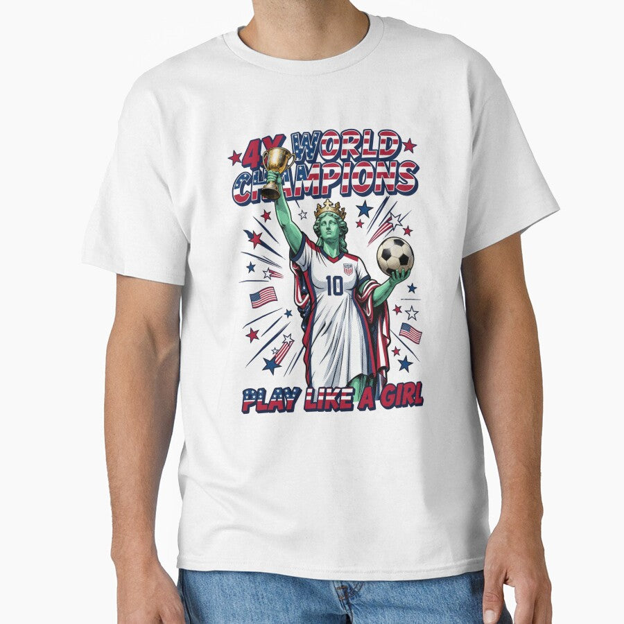 Play Like A Girl - Lady Liberty USA Women's Soccer Graphic by pixelandpassionart