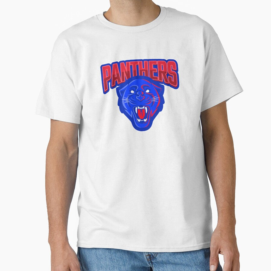 Panther Blue Red Sports Team Art Logo by 67prints