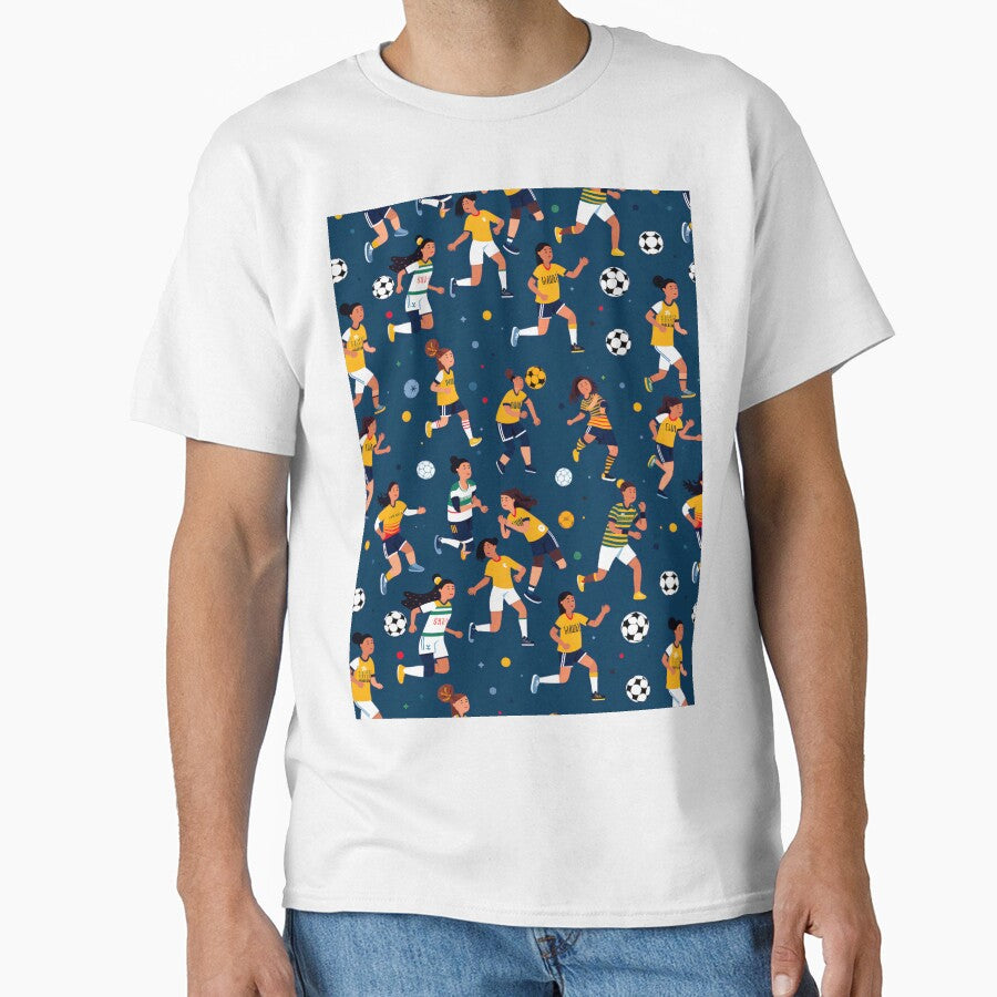 Brazil Women’s Soccer Stars - Blue Sports Pattern by edstorebeaches