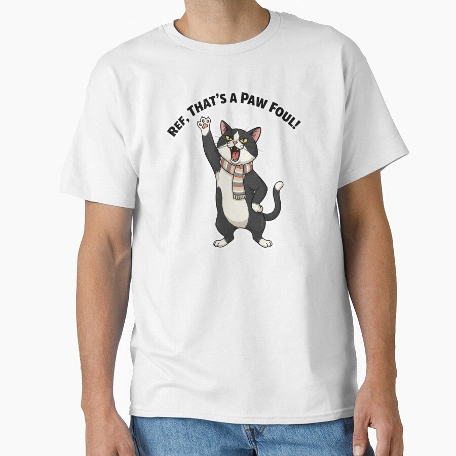 Ref, That's a Paw Foul! — Funny Tuxedo Cat Football Design by catastrocat