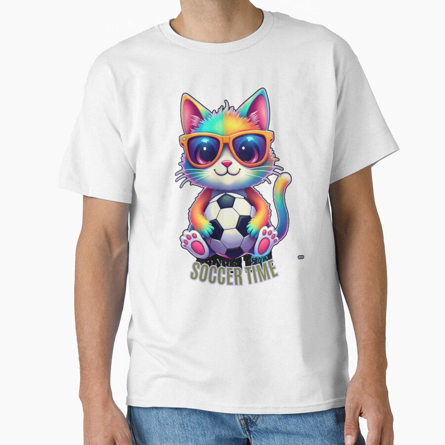 Soccer Time Cool Cat - Rainbow Soccer Kitty by PriyaMagic