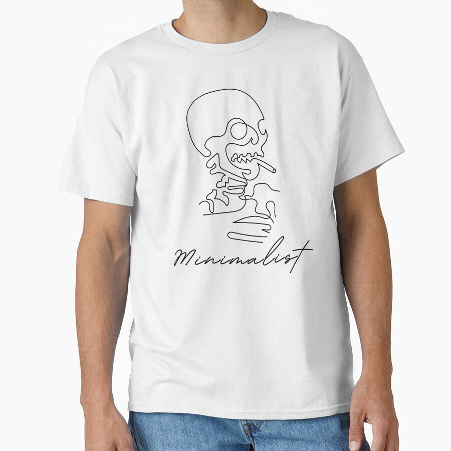 Funny Minimalist Skull - Minimalist Art - Skull with Cigarette by The Red Nox