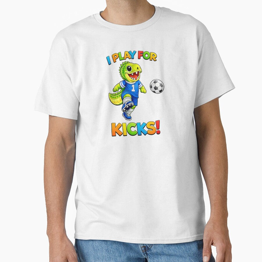 Rexy the T-Rex Plays Soccer for Kicks – Cute Dinosaur Soccer Art for Kids by SandpiperDesign
