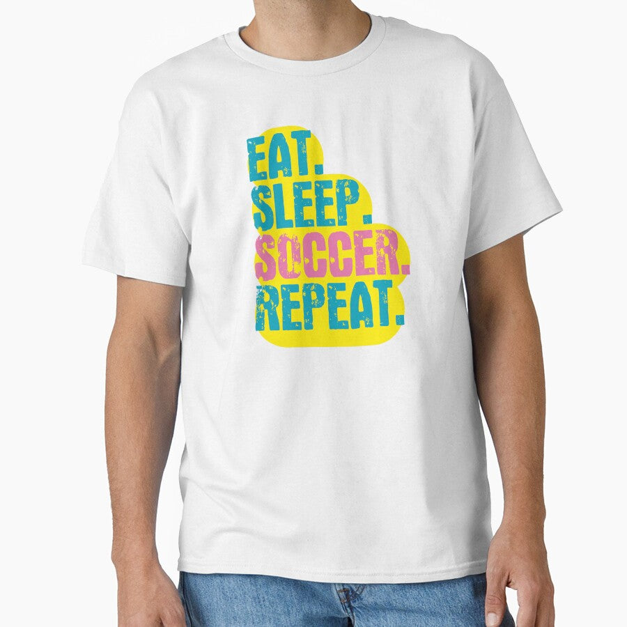 Eat Sleep Soccer Repeat - Funny Retro Vintage Colors Typography Satire by FunnyHomeQuotes