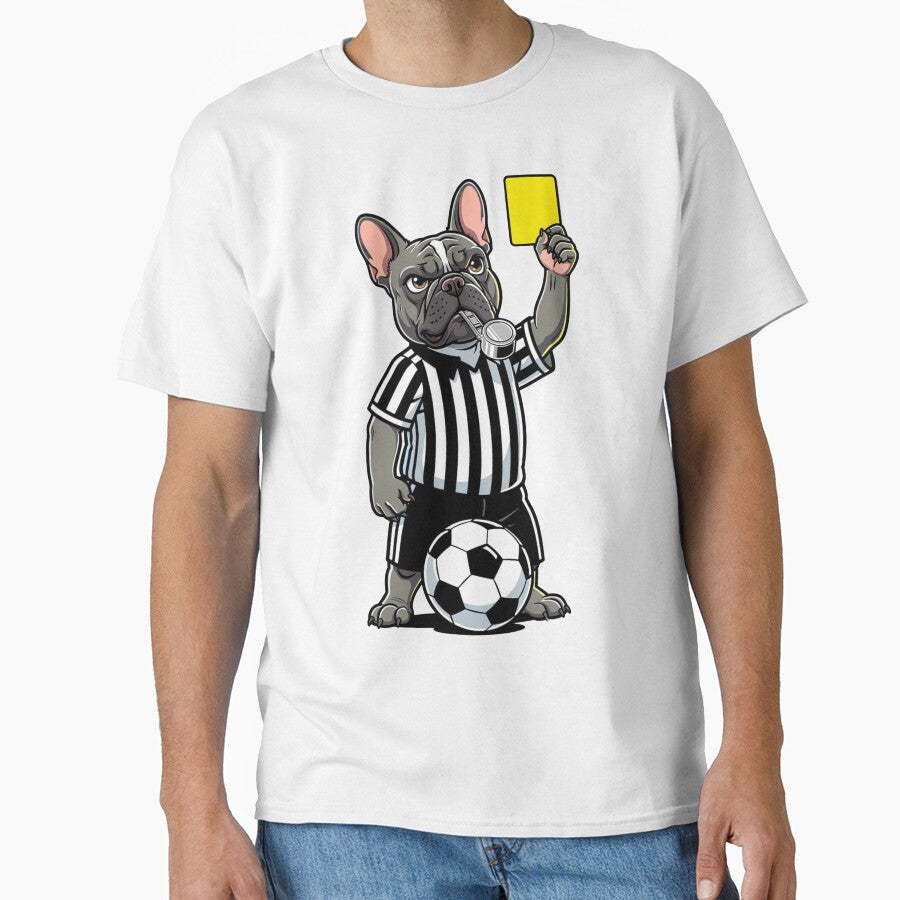 The Armchair Referee - Funny French Bulldog Soccer Match Day Art by frenchiesociety.co