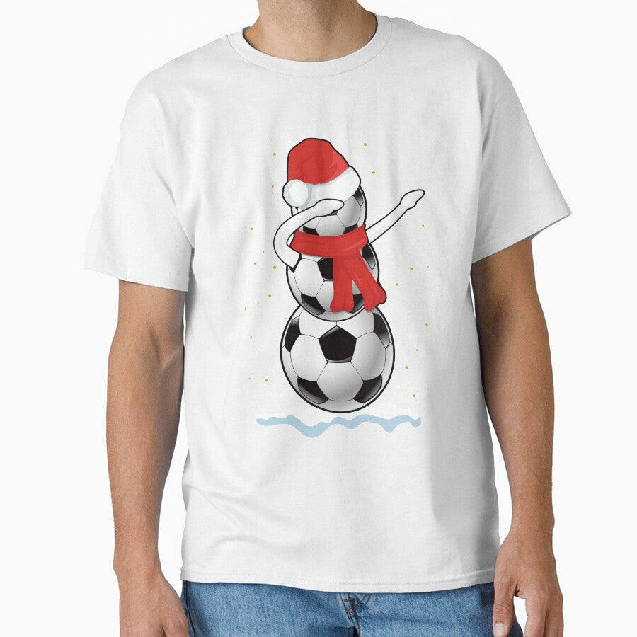 Dabbing Snowman Soccer Tshirt Funny Christmas Dab T Shirt by MerchK1ng