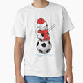 Dabbing Snowman Soccer Tshirt Funny Christmas Dab T Shirt by MerchK1ng