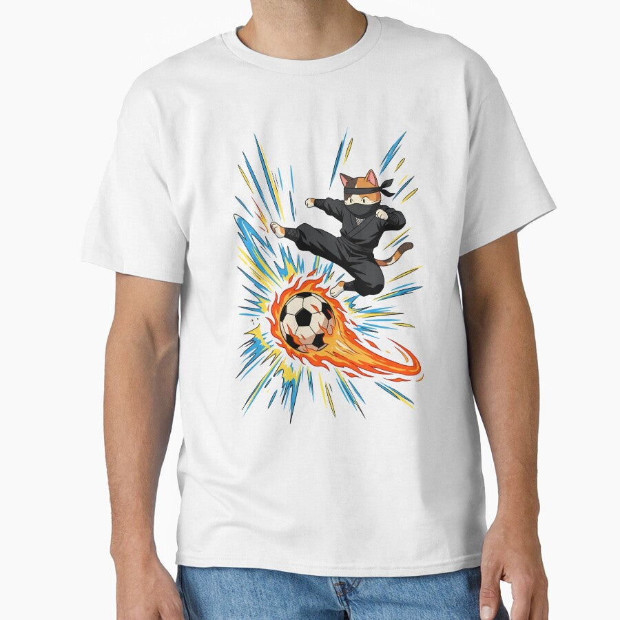 Retro Kawaii Ninja Cat Soccer Fan - Anime Aesthetic by M.Store
