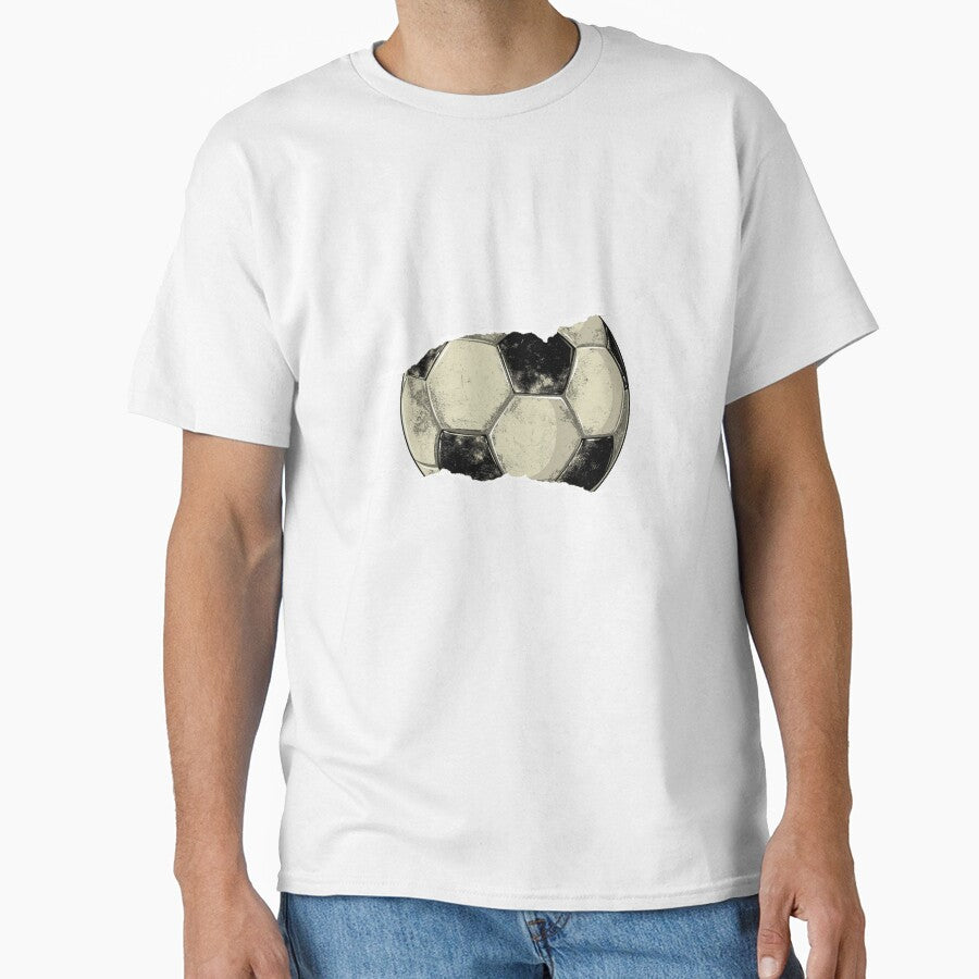 Vintage Soccer Ball Breaking Through Torn Paper by PMSNshop