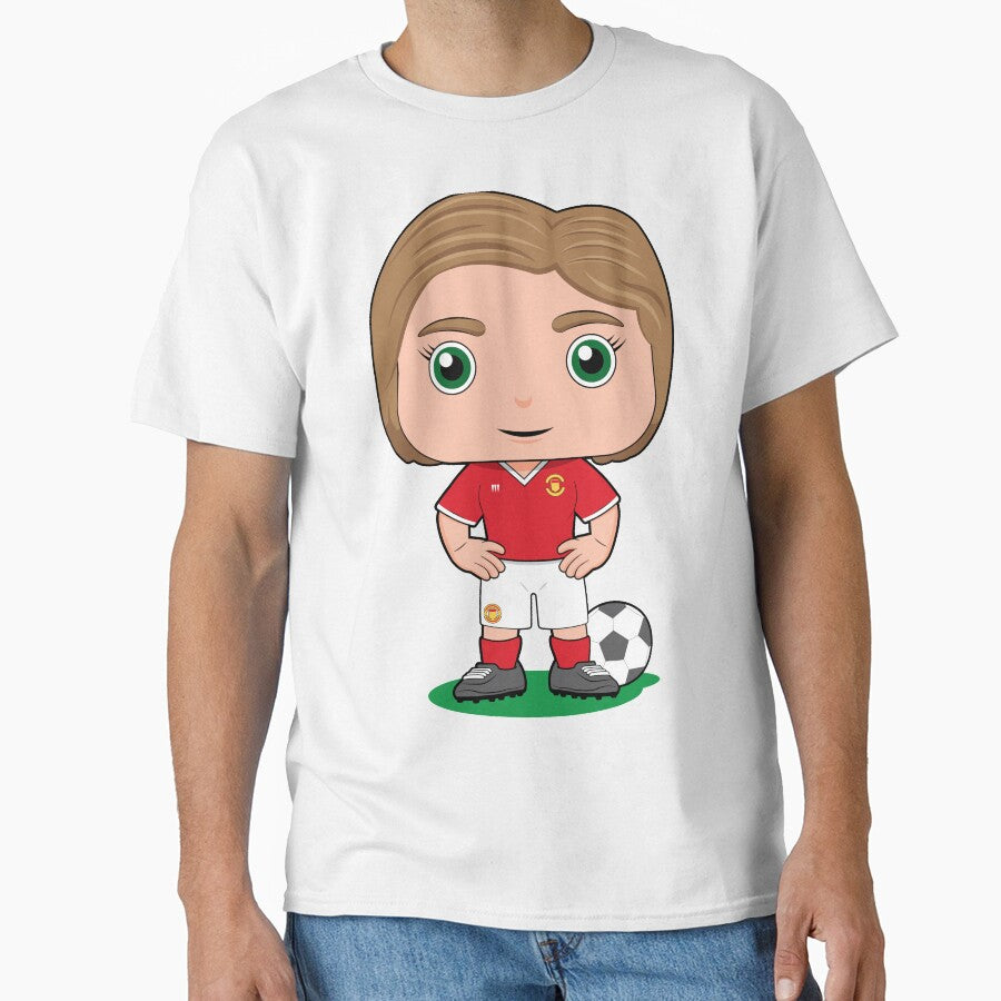 Cute soccer girl player illustration in red kit by essjaydesigns
