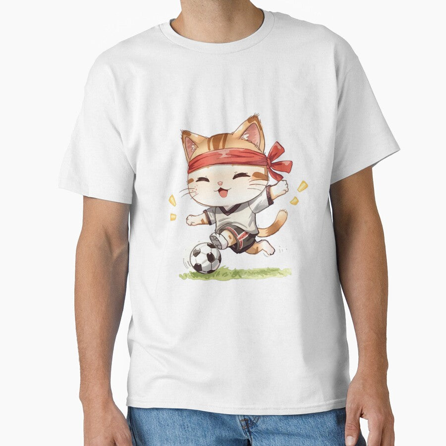 Adorable Cat Playing Football – Cute Sports Illustration by MarWachaN