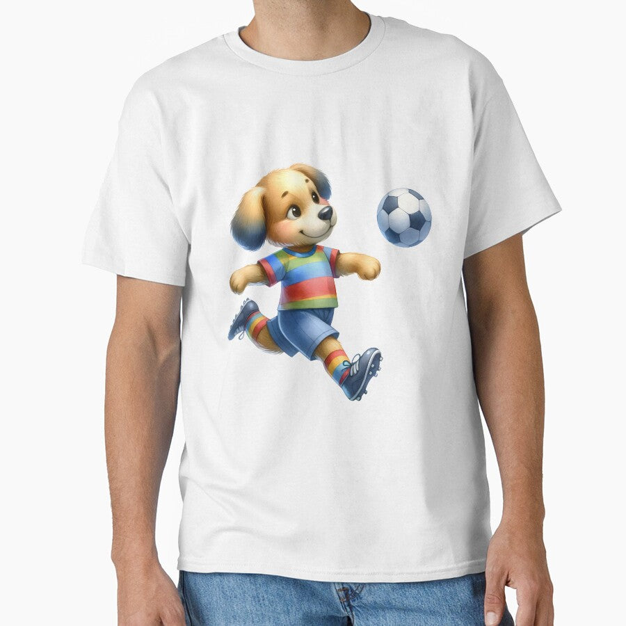 Dreamy Dribbler: Whimsical Dog Playing Soccer in Watercolor by KNAA