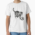 Tabby Cat Playing Soccer – Vintage Engraving Illustration by CatVibesStudio