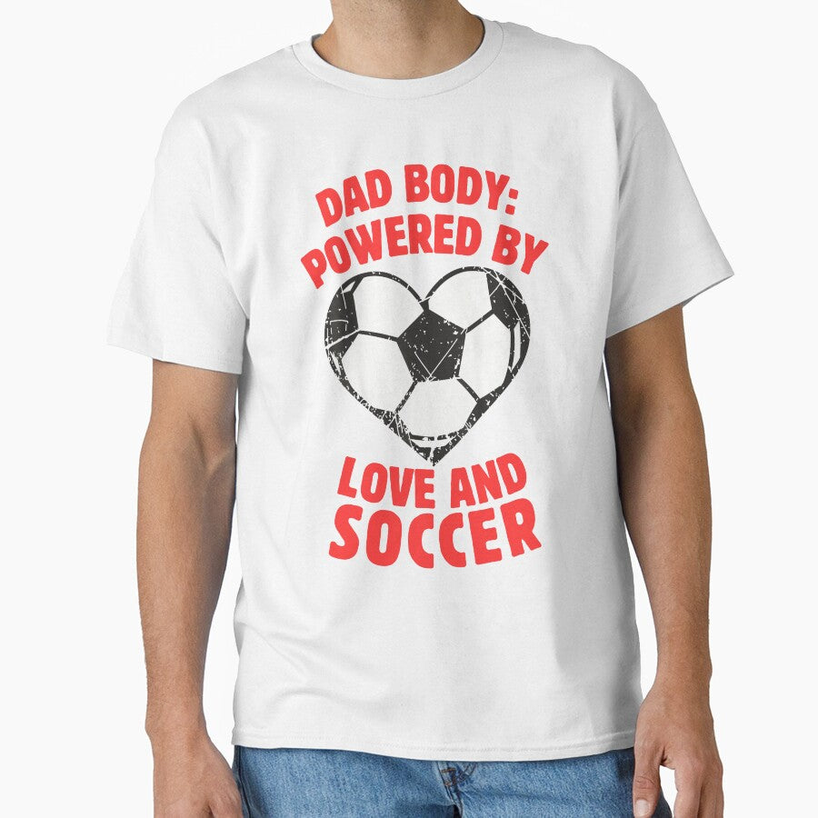 Dad body powered by love and soccer Funny Soccer Ball Heart by MotivaChic