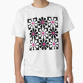 60s Retro Big Flowers in Black, White and Pink Classic T-Shirt Hoodie, Sweatshirt | CoreVibeTees.com