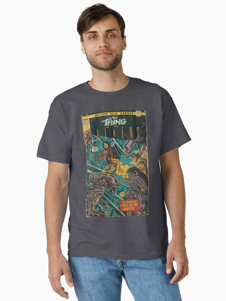 Thing vs. Aliens fan art comic cover Classic T-Shirt Hoodie, Sweatshirt | CoreVibeTees.com (Image 1)