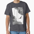 Watercolour landscape in black and white. Minimalist art bird. Abstract bedroom decor. by VDistractions