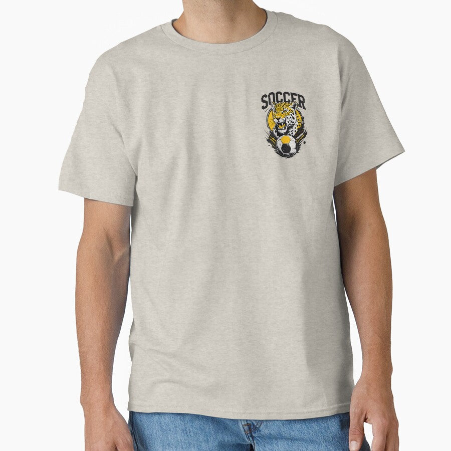 Vintage Roaring Jaguar Soccer - Bold Leopard Football Mascot Art by Structure-Blue
